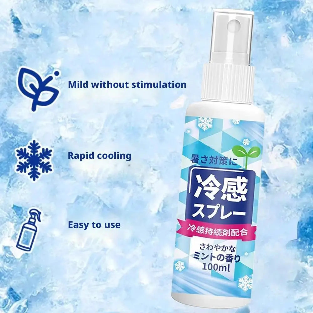 100ml Summer Cooling Spray Portable Ice Feeling Clothing Training Relief Long-lasting Hydrating Cool Spray For Face& Body Bottle HIP