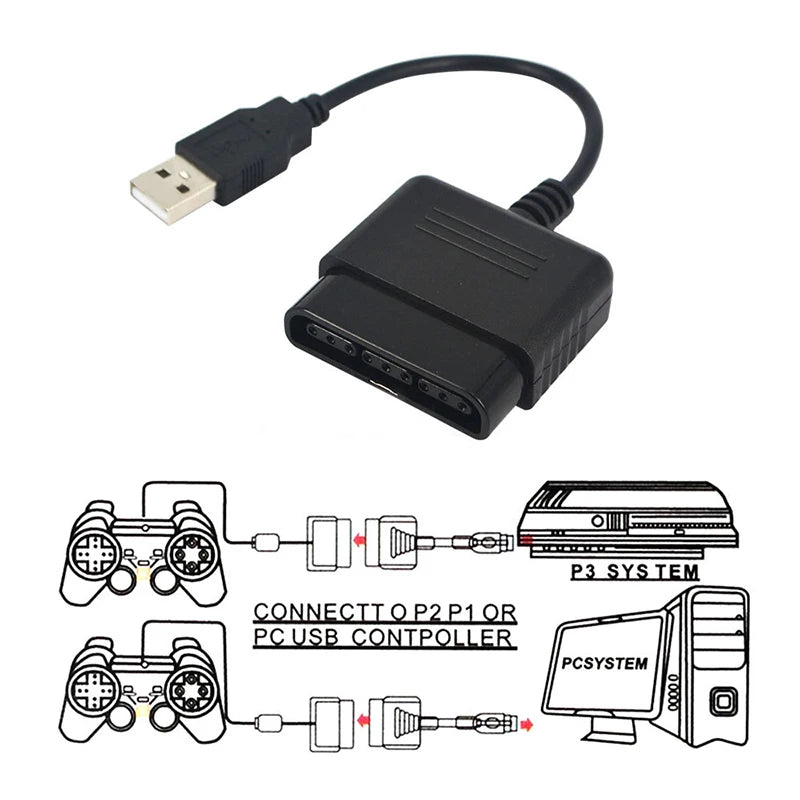 PS2 to PS3 & PC USB Controller Converter Adapter Cable Controller Adapter Cable HIP