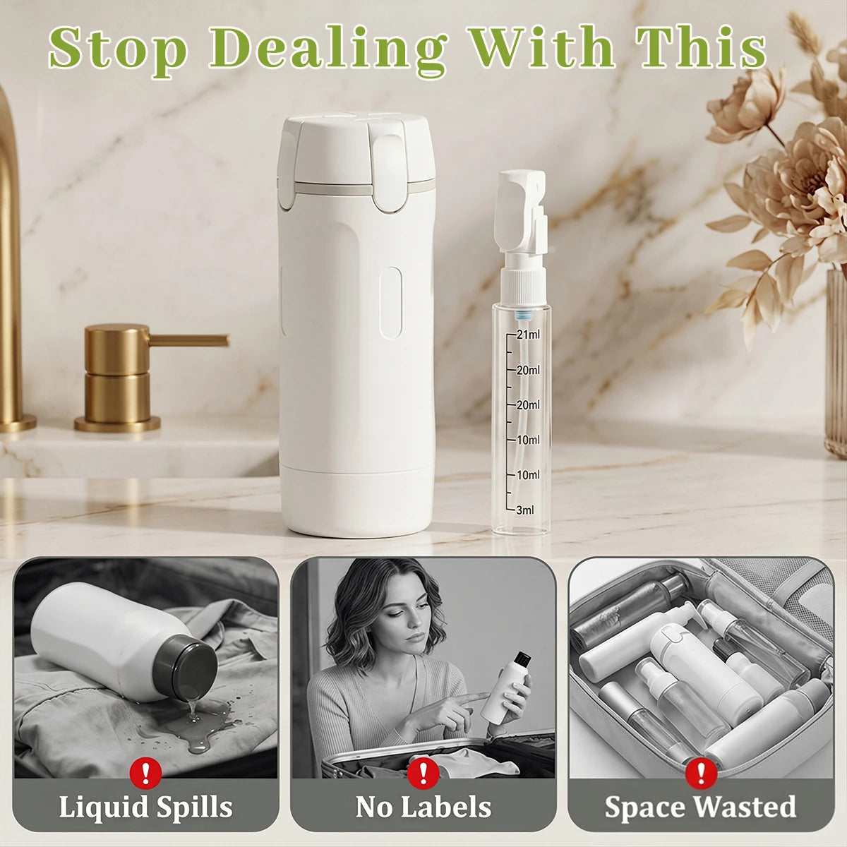 4-in-1 Leakproof Travel Dispenser Bottles – 120ml Refillable Travel Dispenser Bottles HIP