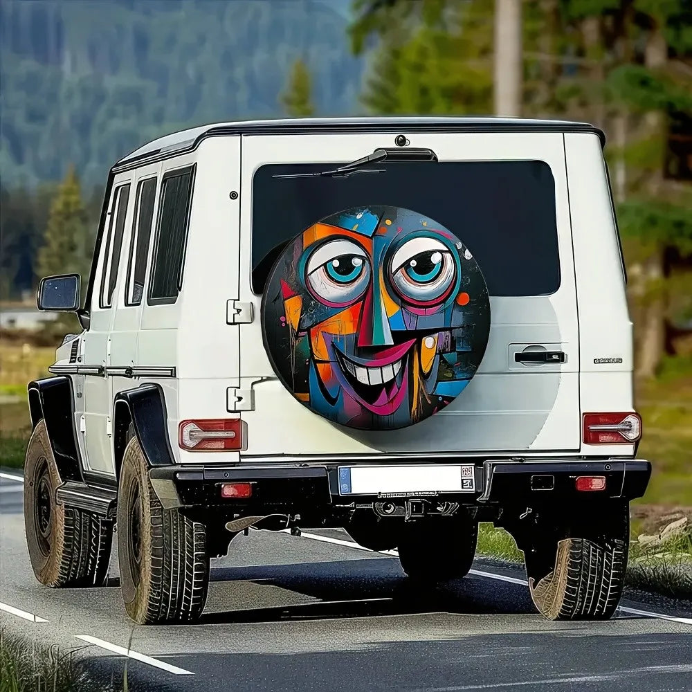 Abstract Colorful Face Spare Tire Cover – SUV, Truck & Trailer Spare Tire Cover HIP