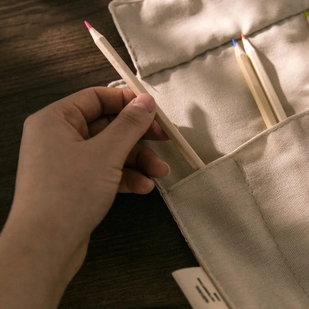 Vintage Roll-Up Pencil Case – Large Capacity Stationery Bag Roll-Up Pencil Case HIP