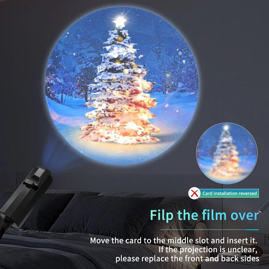 USB Projector Night Light LED Christmas Halloween Moon Lamp Holiday Ornaments For Ceiling Wall Atmosphere Mood Light Room Decor HIP