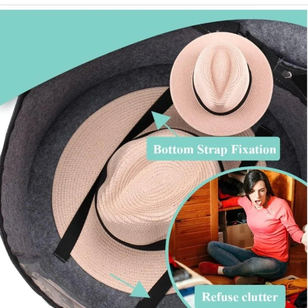 Collapsible Felt Hat Storage Box – Wide Brim Hat Organizer Hat Storage Box HIP