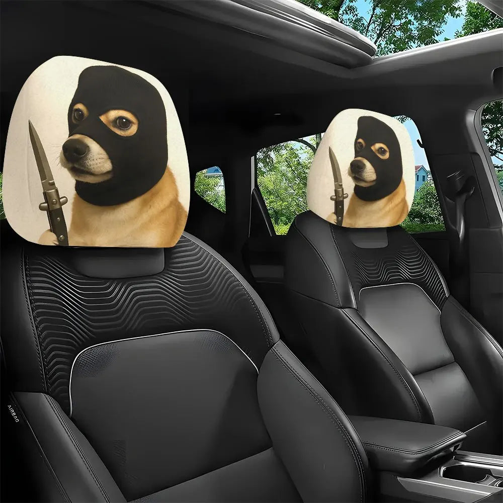 2-Pack Dog Print Car Headrest Covers – Soft, Washable & Fun Car Headrest Cover HIP