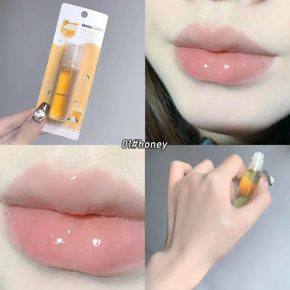 Fruit Rolling Lip Oil Moisturizing Colorless Pearl Liquid Lip Balm Transparent Lips Make Up Primer Hydrating Lip Gloss Cosmetics HIP 01