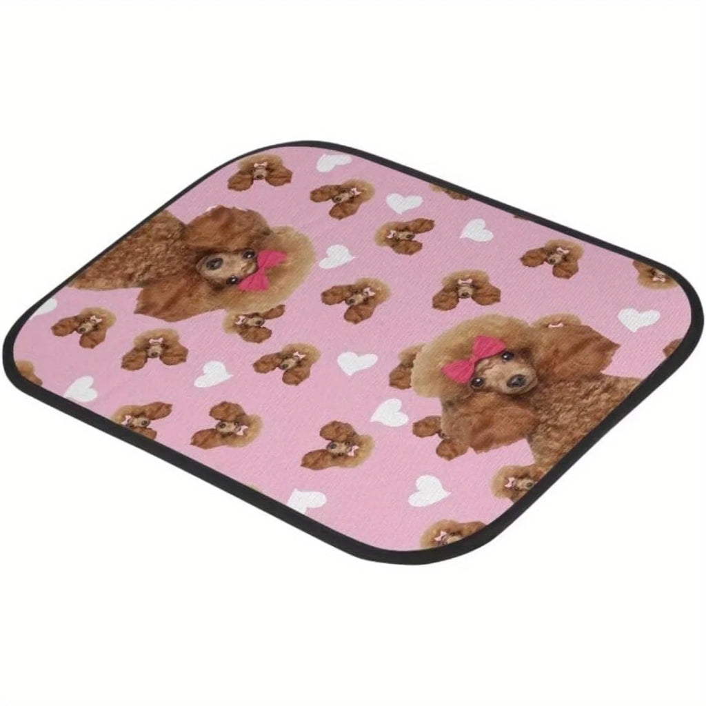4-Piece Teddy Dog Print Car Floor Mats – Universal Heavy-Duty Automotive Floor Mats HIP