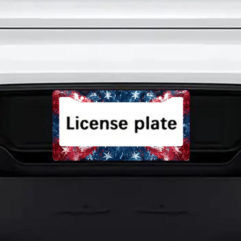 Metal License Plate Frame – Red White & Blue Flag Design License Plate Frame HIP