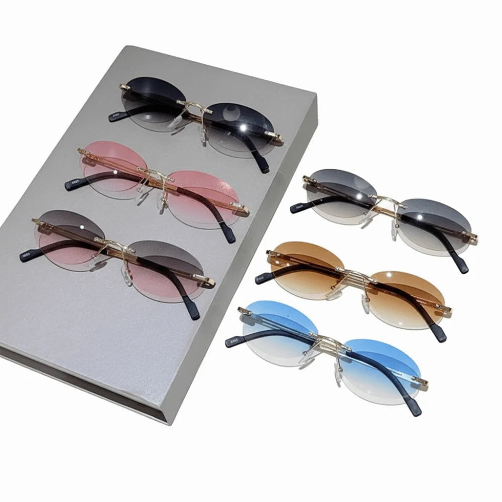 Rimless Oval Sunglasses Gradient UV400 Lens – Women & Men Oval Sunglasses HIP