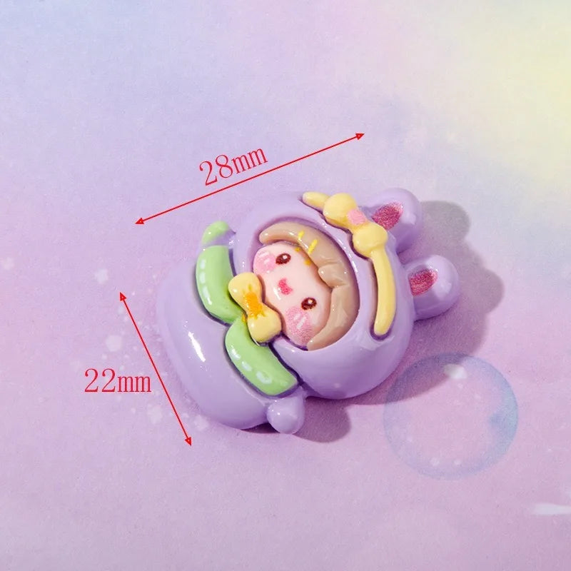 Mini 3D Bear Rabbit Resin Charms Kawaii Flatback Resin Ornament For Cream Glue DIY Crafts Phone Decoration Hair Accessories HIP 06 Rabbit Girl
