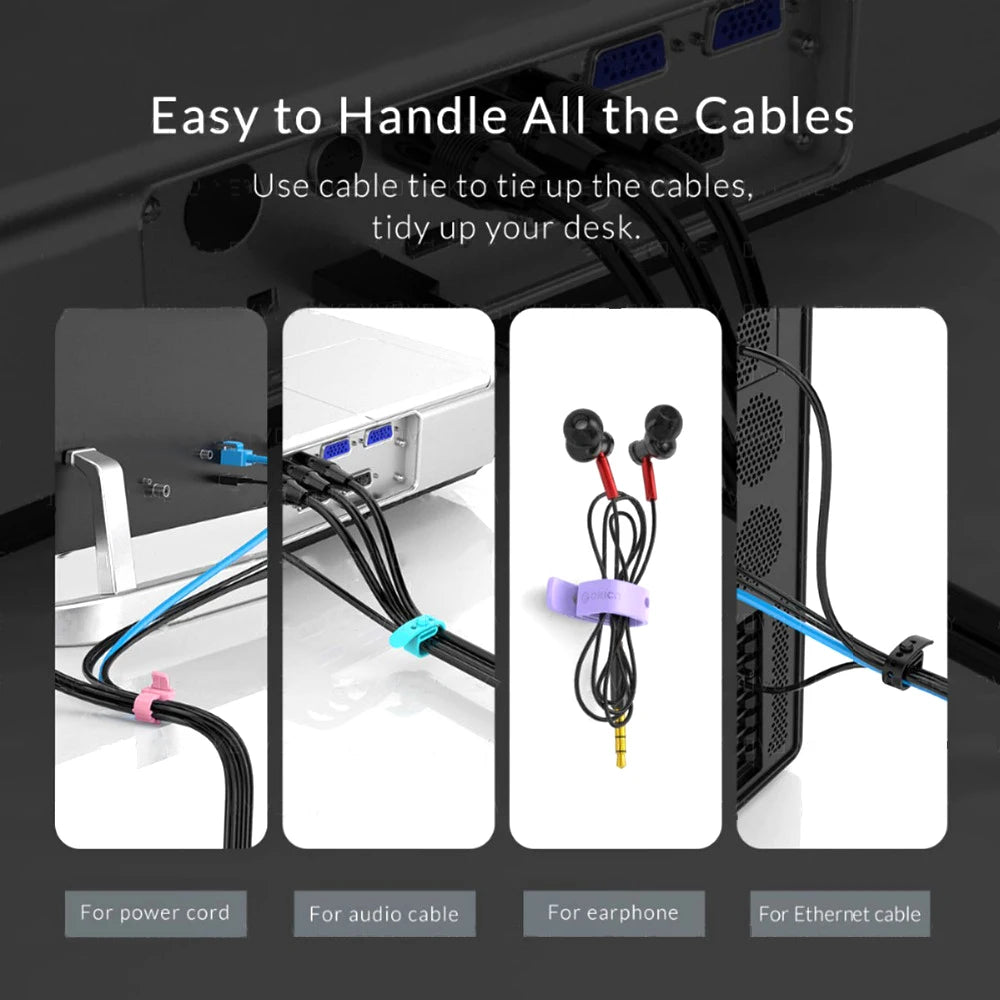20-Pack Silicone Cable Ties – Cord Organizer & Wire Winder Cable Organizer Ties HIP
