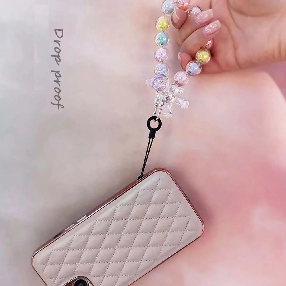 Crystal Macaron Beads Bear Phone Wrist Strap & Keychain Phone Wrist Strap HIP