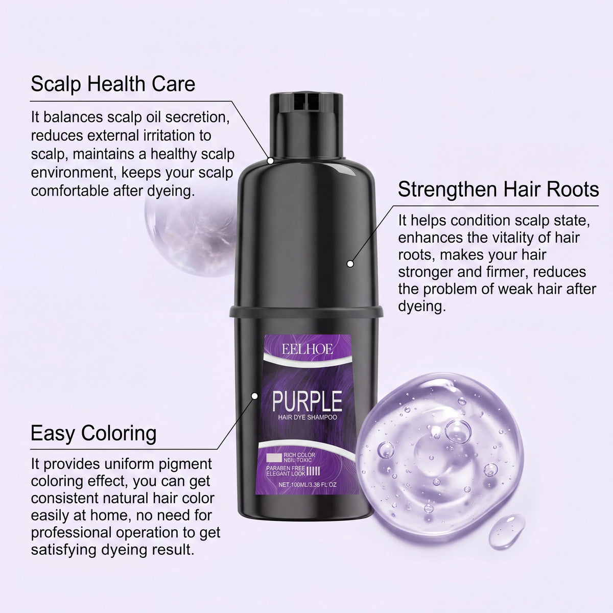Purple Herbal Hair Color Shampoo – Gray Coverage & Nourishing Hair Color Shampoo HIP