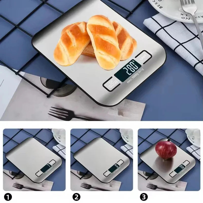 Digital Kitchen Scale 5kg LED Display | Stainless Steel Digital Kitchen Scale HIP