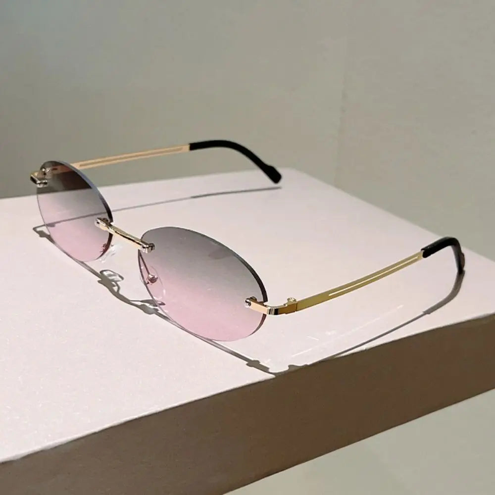 Rimless Oval Sunglasses Gradient UV400 Lens – Women & Men Oval Sunglasses HIP