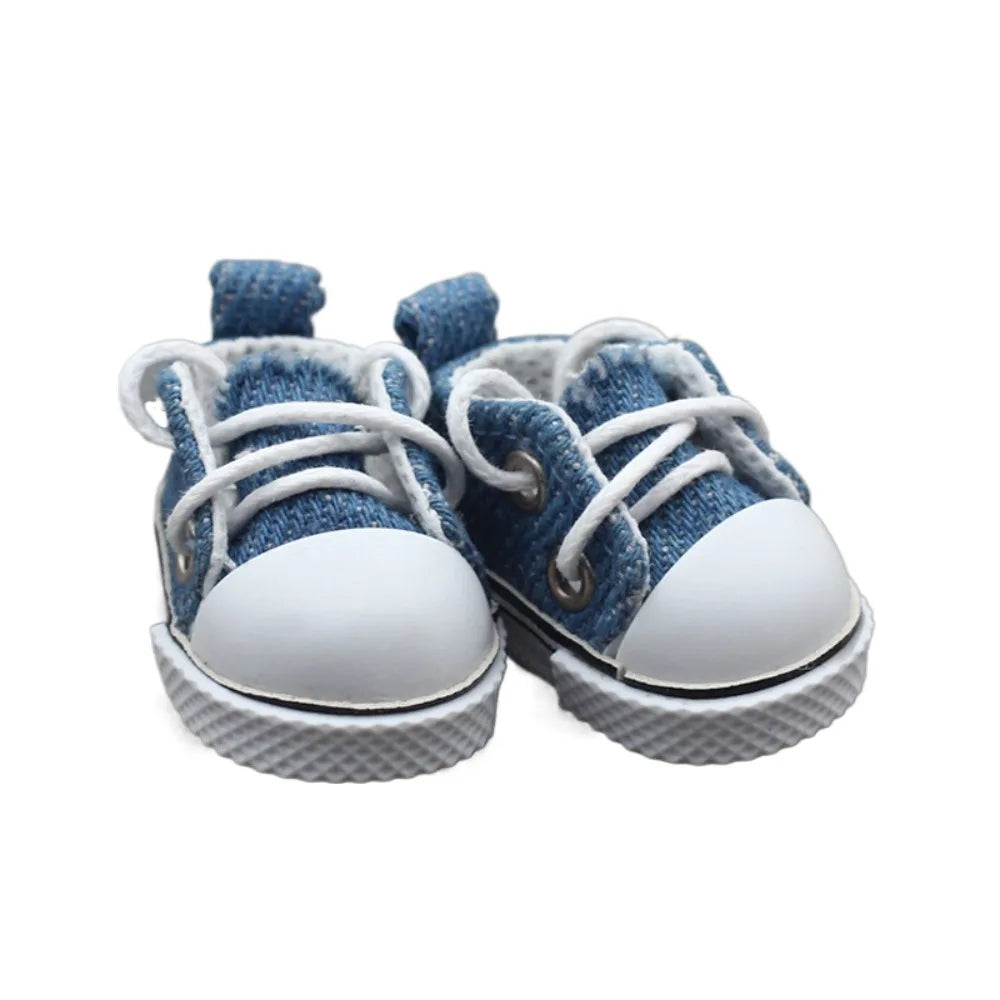 Handmade Canvas Shoes for 17cm BJD Dolls – DIY Accessories Doll Accessories HIP Blue