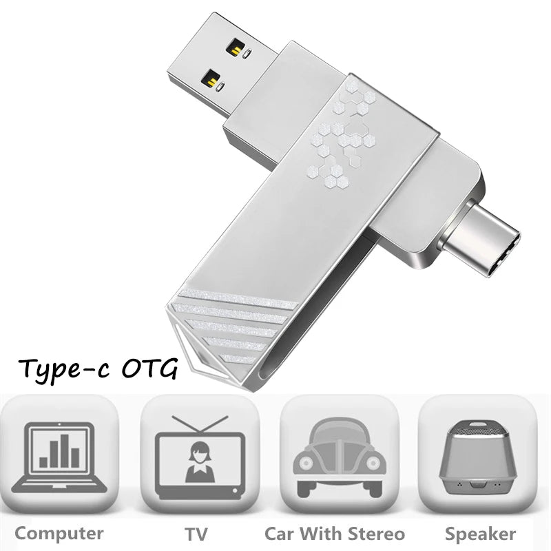 2-in-1 USB 2.0 Type-C Flash Drive Metal | 8GB–128GB USB Flash Drive HIP