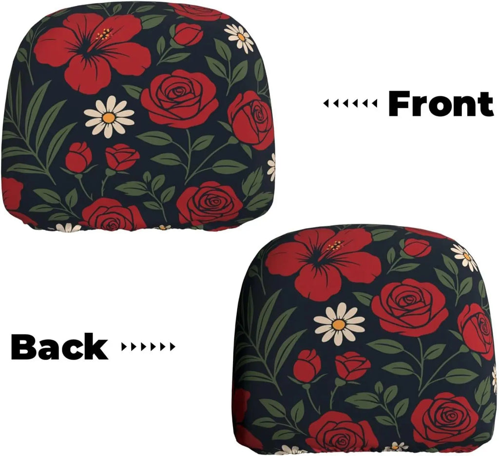 Daisy Floral Car Headrest Covers – 2 Piece Universal Fit Car Headrest Cover HIP