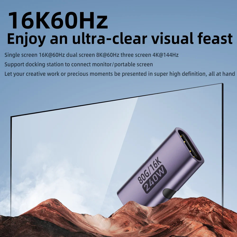 USB-C Female to Female Adapter PD 240W 80Gbps 16K 60Hz USB-C Adapter HIP