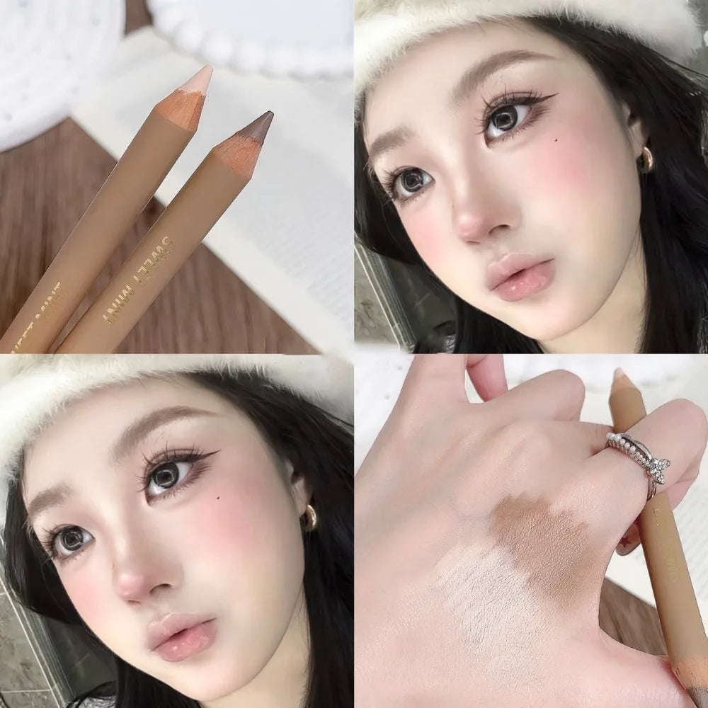 Dual-End Contour Concealer Pen With Pencil Sharpener Matte Highlighter Stick Waterproof Lasting Nose Shadow V-Shaped Face Makeup HIP 01-1Pc
