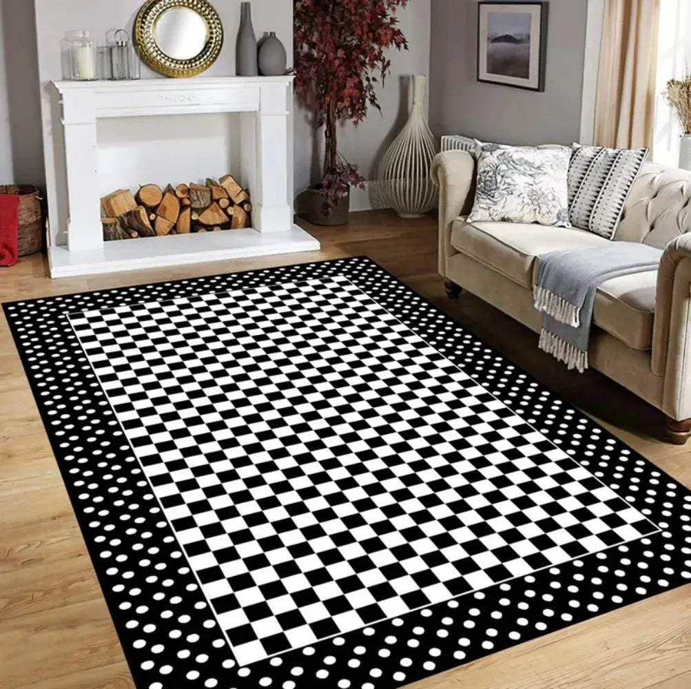 Checkerboard Polka Dot Area Rug – Modern Home Décor Mat Area Rug HIP