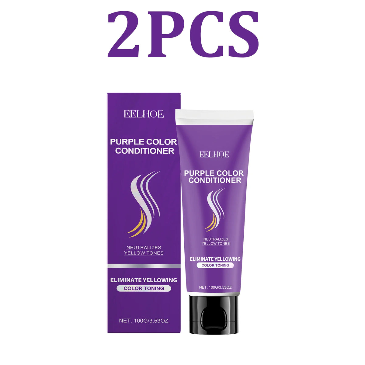 Purple Conditioner for Blonde, Bleached & Silver Hair – 100g Purple Toning Conditioner HIP 2PCS