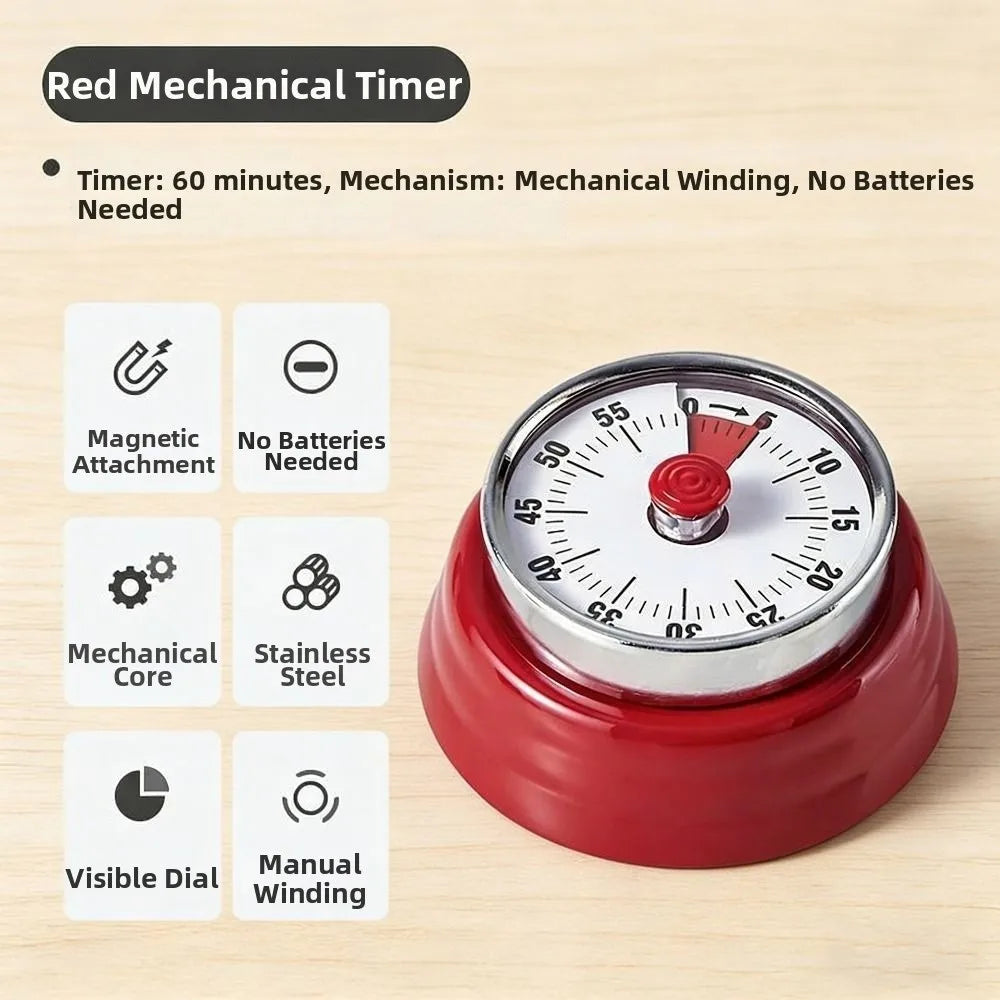 Magnetic Mechanical Kitchen Countdown Timer – Metal 60-Min Kitchen Countdown Timer HIP