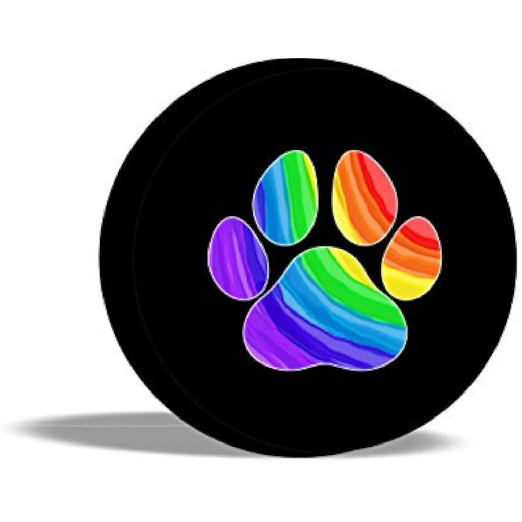 Rainbow Paw Print Spare Tire Cover – Polyester SUV & Truck Spare Tire Cover HIP Acquiesce 16 in