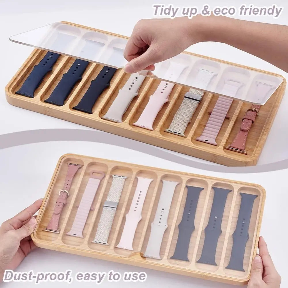 Wooden Watch Band Organizer – 4/8/9 Slots & Acrylic Lid Watch Band Organizer HIP