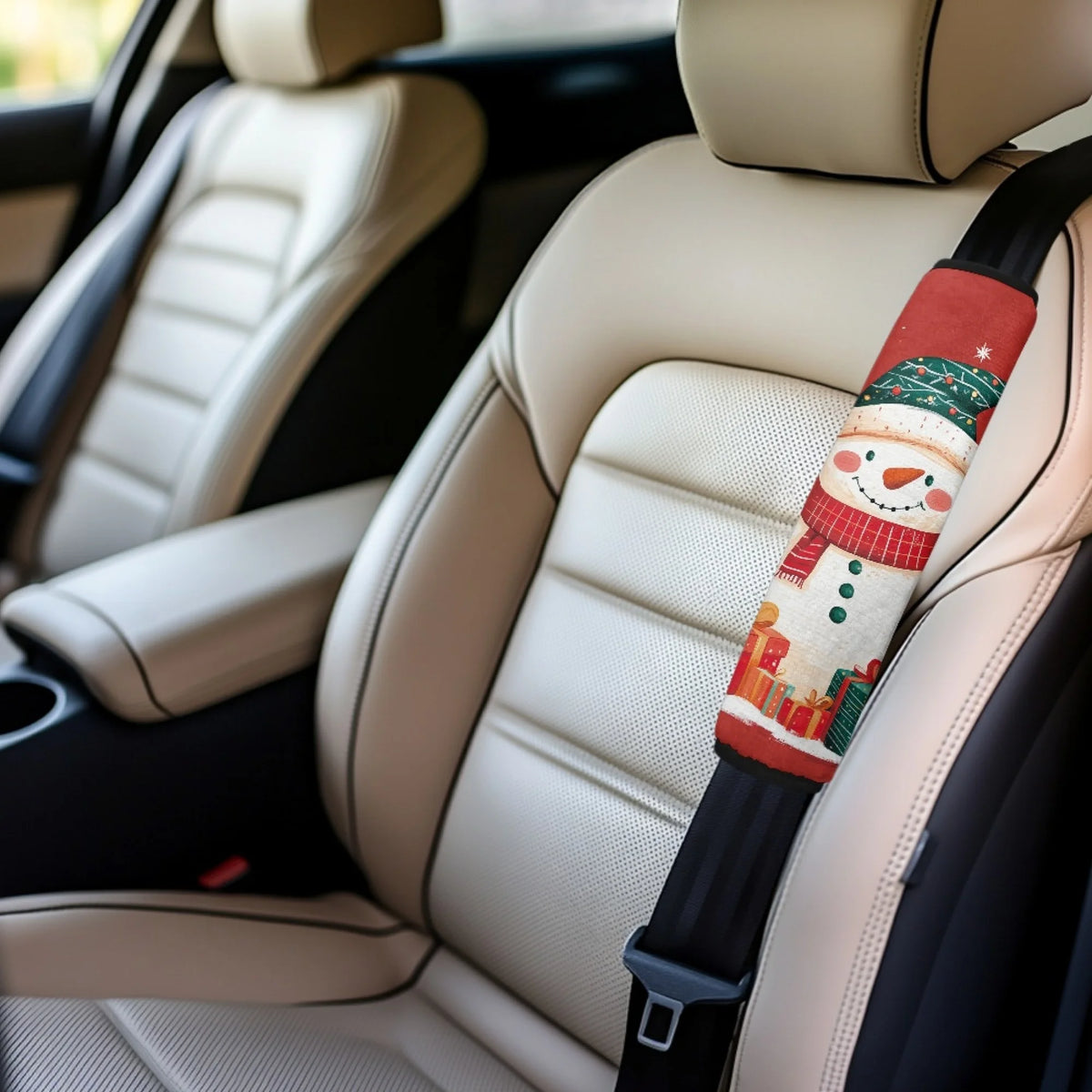 Snowman Car Seat Belt Cover Pads – 2-Pack Universal Fit Seat Belt Cover HIP