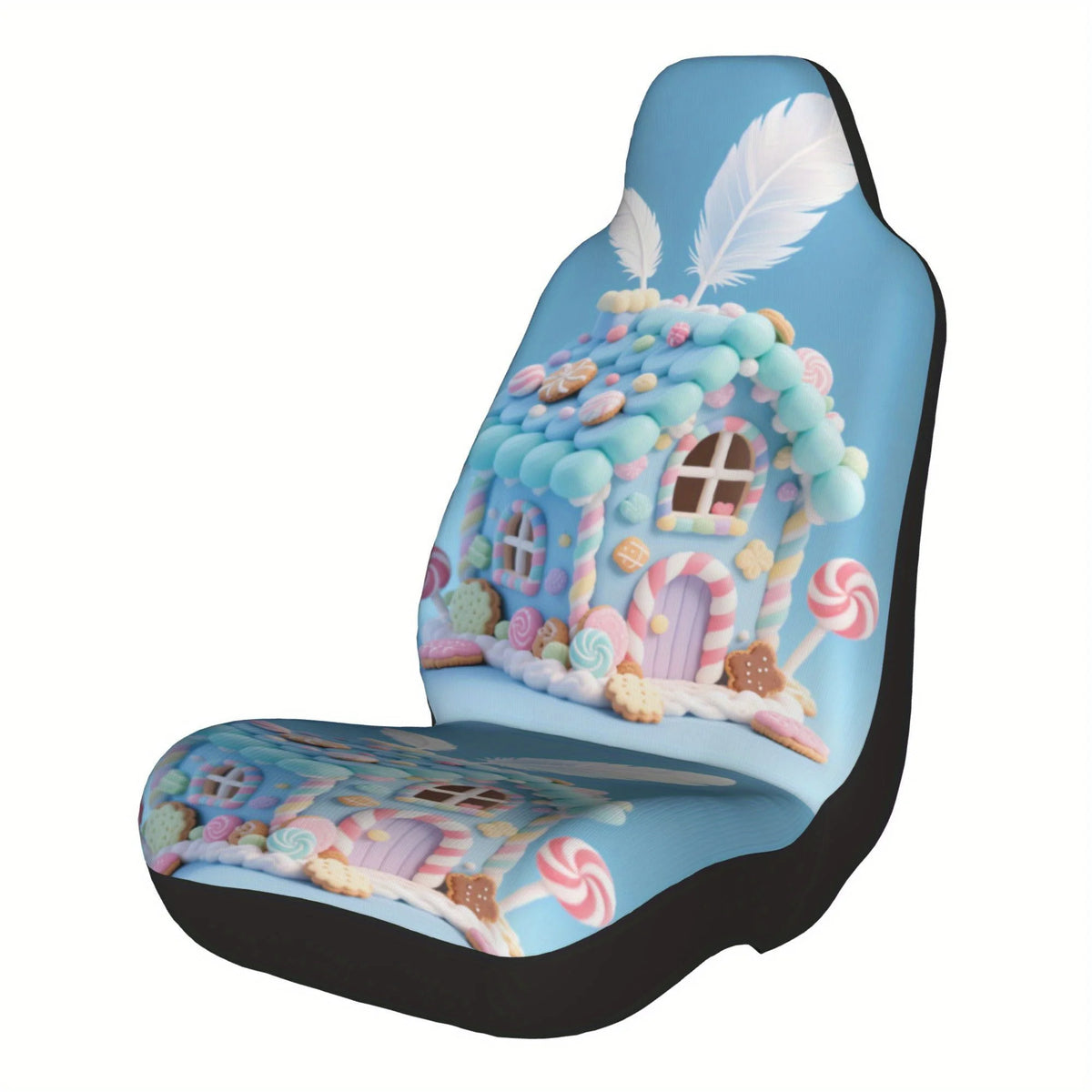 2pc Candy House Blue Pastel Car Seat Covers – Whimsical Design Car Seat Covers HIP
