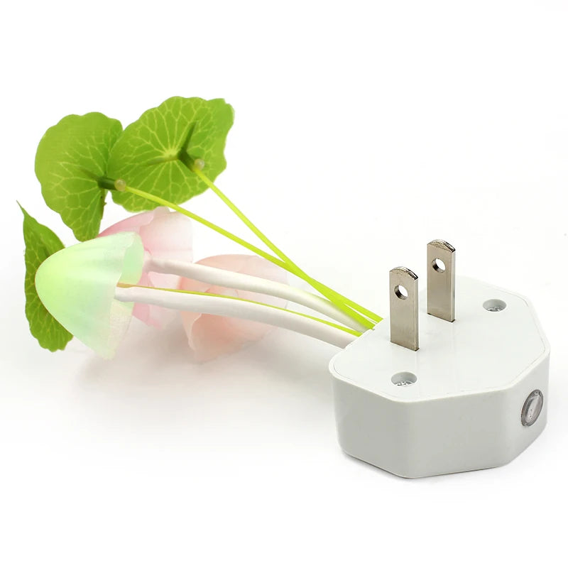 Novelty Mushroom Fungus Night Light EU & US Plug Light Sensor 220V 3 LED Colorful Mushroom Lamp Led Night Lights HIP US Plug