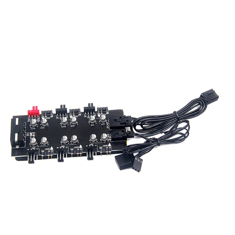 6-Port PWM Fan Hub RGB Splitter – IDE 4-Pin, 60cm Cord PC Fan Hub Controller HIP