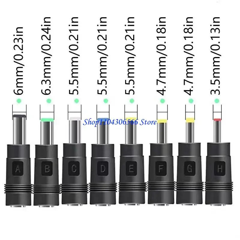 8-Piece DC 5.5x2.5mm Laptop Charging Adapter Converter Tips Charging Adapter Set HIP