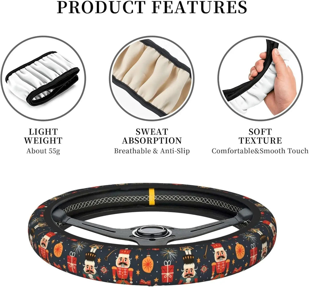Christmas Nutcracker Steering Wheel Cover – Universal 15" Steering Wheel Cover HIP