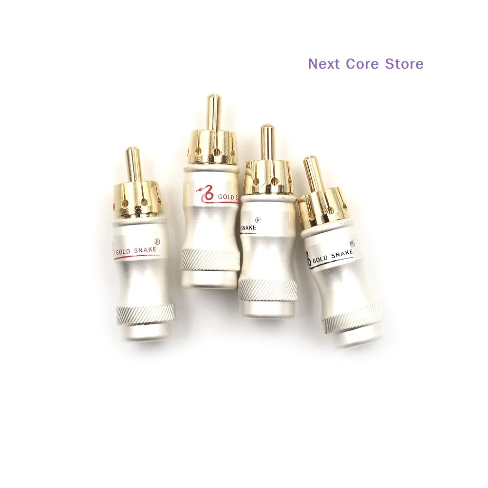 4-Pack Gold-Plated Male Plug HiFi Audio Connector Adapter Audio Connector Adapter HIP