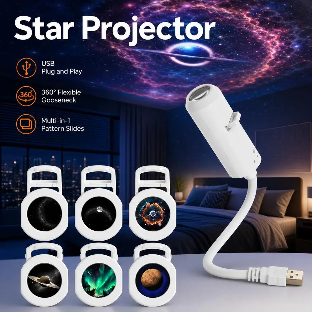 USB Star Galaxy Projector Night Light Car Ambient Light Romantic Atmosphere Starry Sky Projection Lamp For Car Home Decor Light HIP