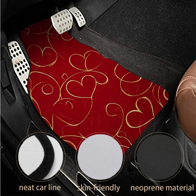 Non-Slip Car Floor Mats Set of 4 – Golden Hearts Design Car Floor Mats HIP