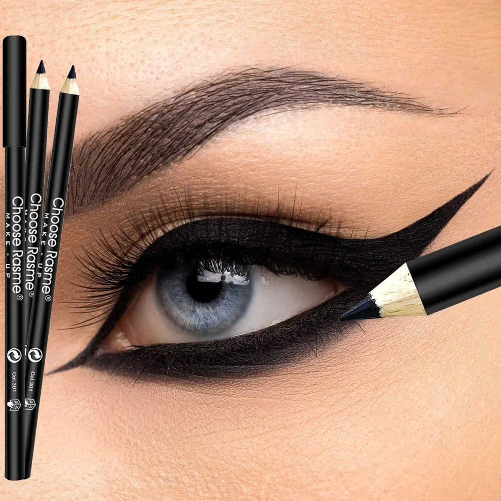 3Pcs Waterproof & Sweat-Proof Black Eyeliner Pencil - Long-LastingSmudge-Proof for Bold Eye Makeup, Easy Glide Formula for Perfe HIP 3Pc Wood Eyeliner