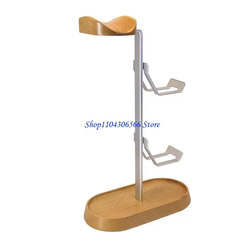 Gaming Headphone & Controller Display Stand – Metal & Wood Gaming Desk Organizer HIP beech color CN