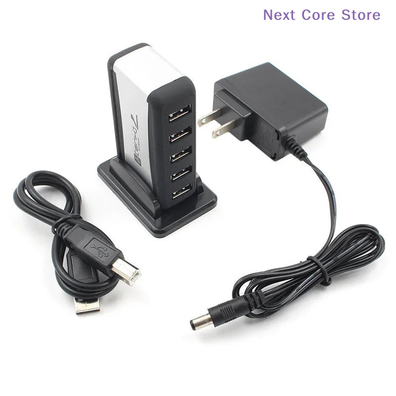 USB 7-Port Powered Hub with AC Adapter for PC & Laptop USB Hub HIP