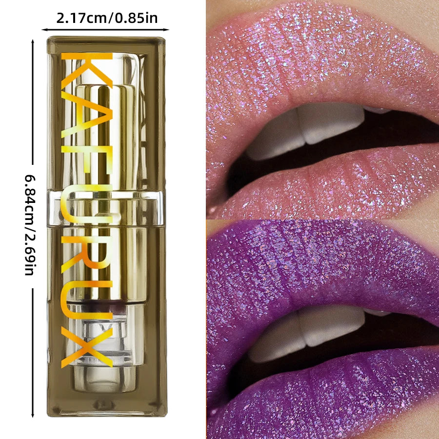 KAFURUX Purple Glitter Two-Tone Lipstick – Moisturizing Lip Tint Glitter Lipstick HIP