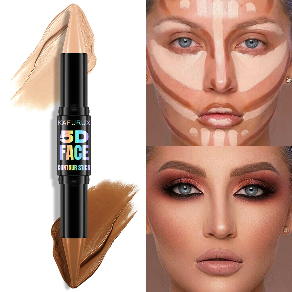 1PC Contour Stick Duo, Double-Eneed Highlight and Shadow Cream Waterproof Full Coverage Face Foundation Concealer Pen Long Lasti HIP