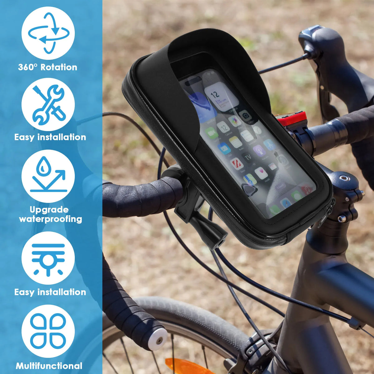 360° Waterproof Motorcycle Phone Holder Bag | Handlebar Pouch Motorcycle Phone Mount HIP