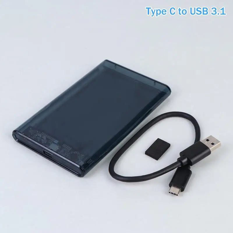 USB-C 2.5" SATA Hard Drive Enclosure – 5Gbps HDD & SSD Case Hard Drive Enclosure HIP Transparent Black
