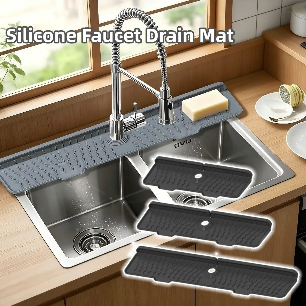 Silicone Faucet Drain Mat – Anti-Slip Sink Holder 36–61cm Faucet Drain Mat HIP