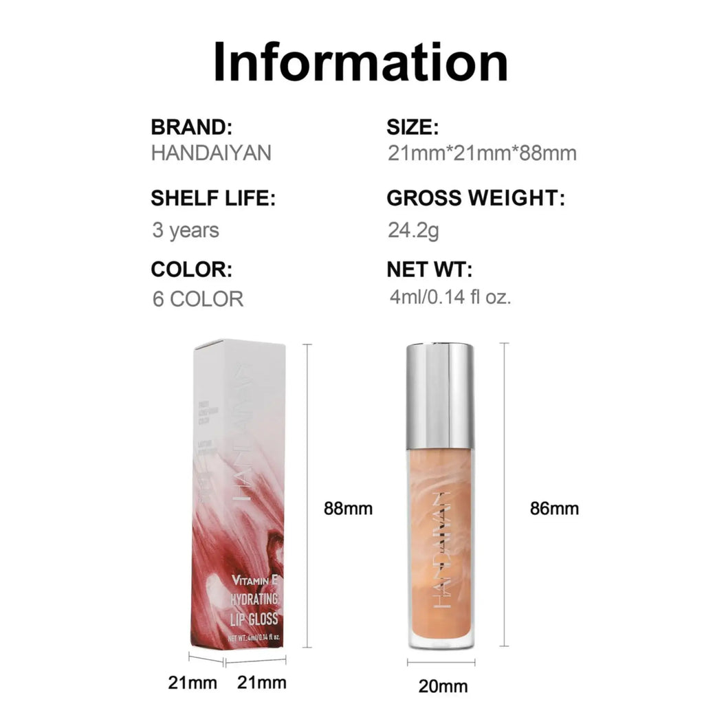 Handaiyan Vitamin E Lip Gloss – Hydrating Plumping Glaze Lip Gloss HIP