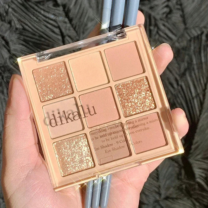 9 Colors Nude Matte Palette Shimmer and Shine Eyeshadow Palette Matte Glitter Eyeshadow Palette Shiny Eye Shadow Eye Pigments HIP 01 Oat Milk