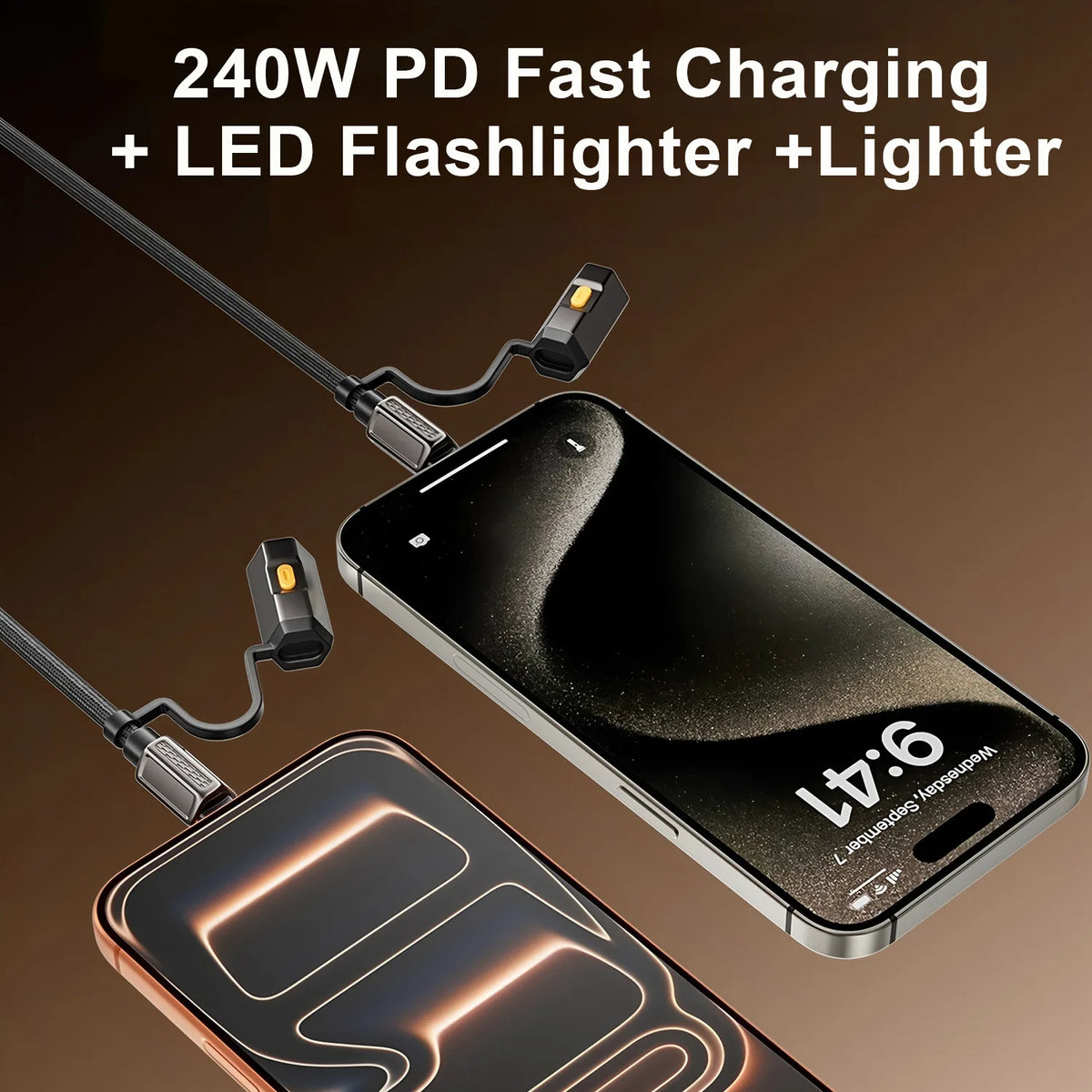 BESY USB-C Fast Charging Cable with Lighter & LED Flashlight USB-C Charging Cable HIP