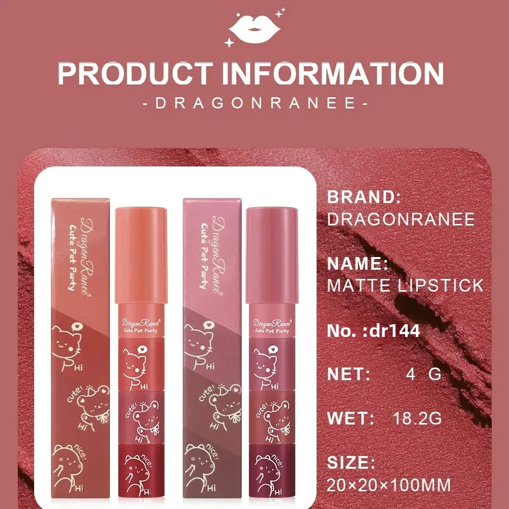 4-in-1 Velvet Matte Lipstick Crayon Kit – 4 Long-Lasting Shades Matte Lipstick Set HIP