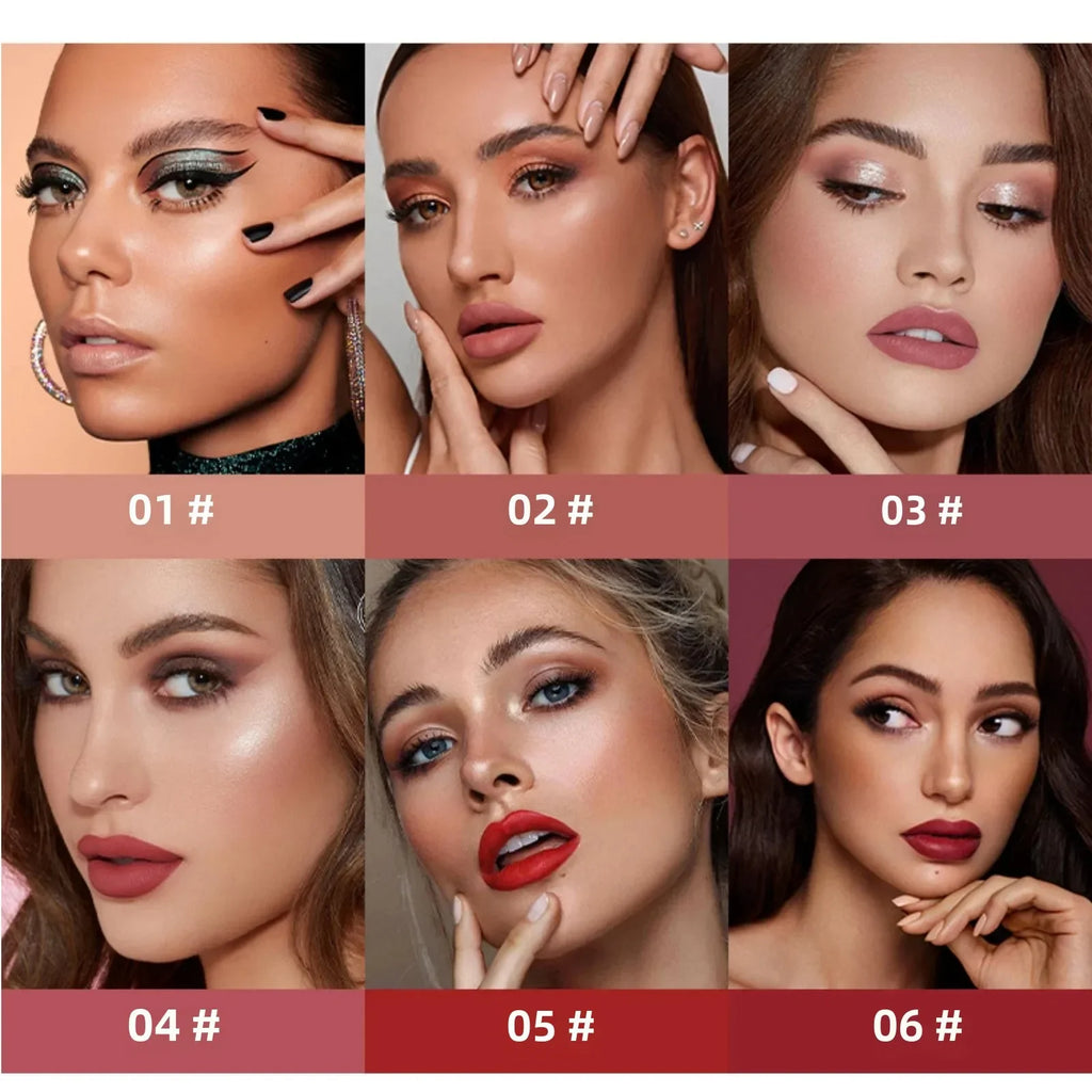 MLSMILE 6-Color Velvet Matte Liquid Lipstick – Long-Lasting Liquid Matte Lipstick HIP
